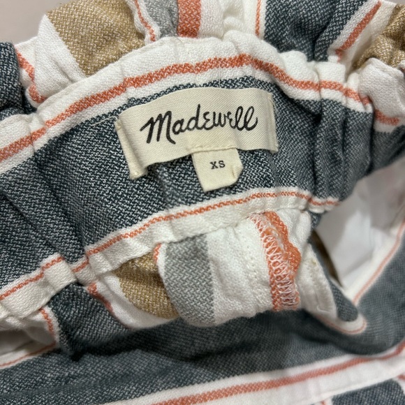 Madewell Huston Linen Blend Pull-On Striped Crop Pants Women's Size M - Picture 13 of 14